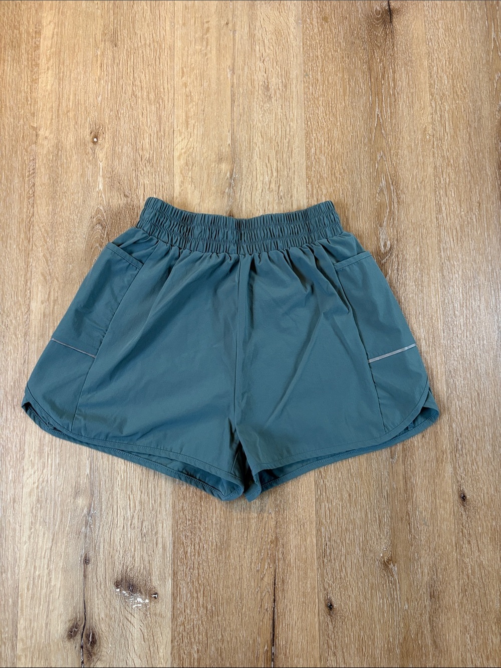 Teal Elastic-Waist Athletic Shorts with Pockets